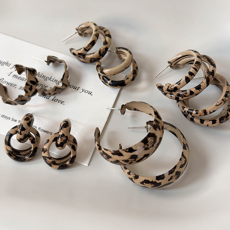 Cercei Dublu cu Print de Leopard