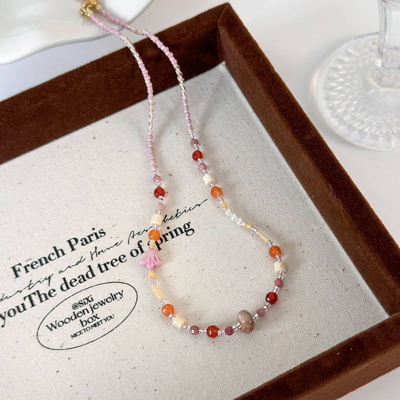 Багатошарове Намисто з Кольорових Натуральних Камінних Намистин