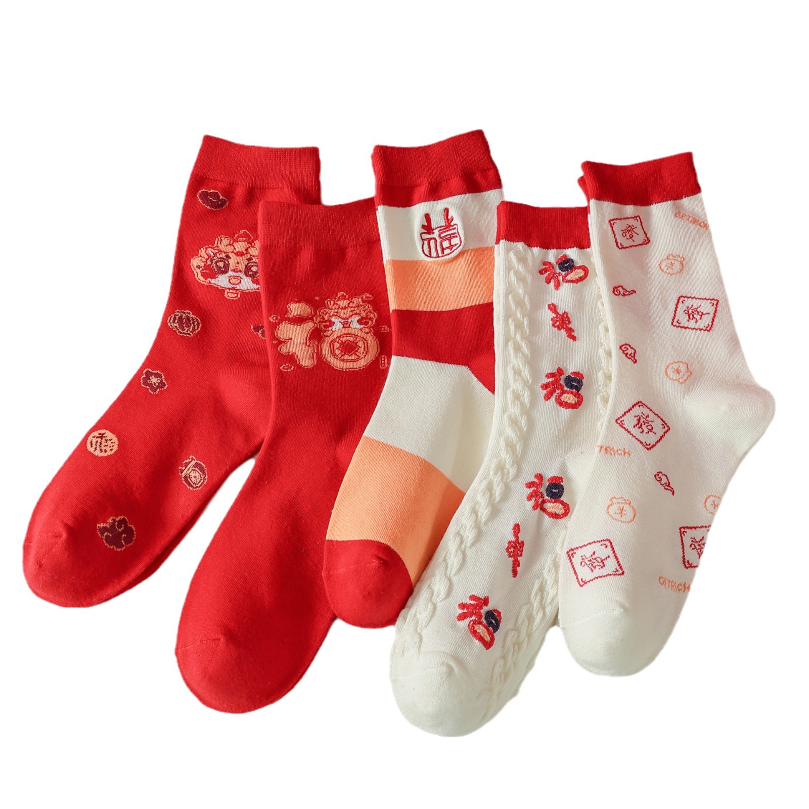 Röda bomullsstrumpor mid-calf för damer