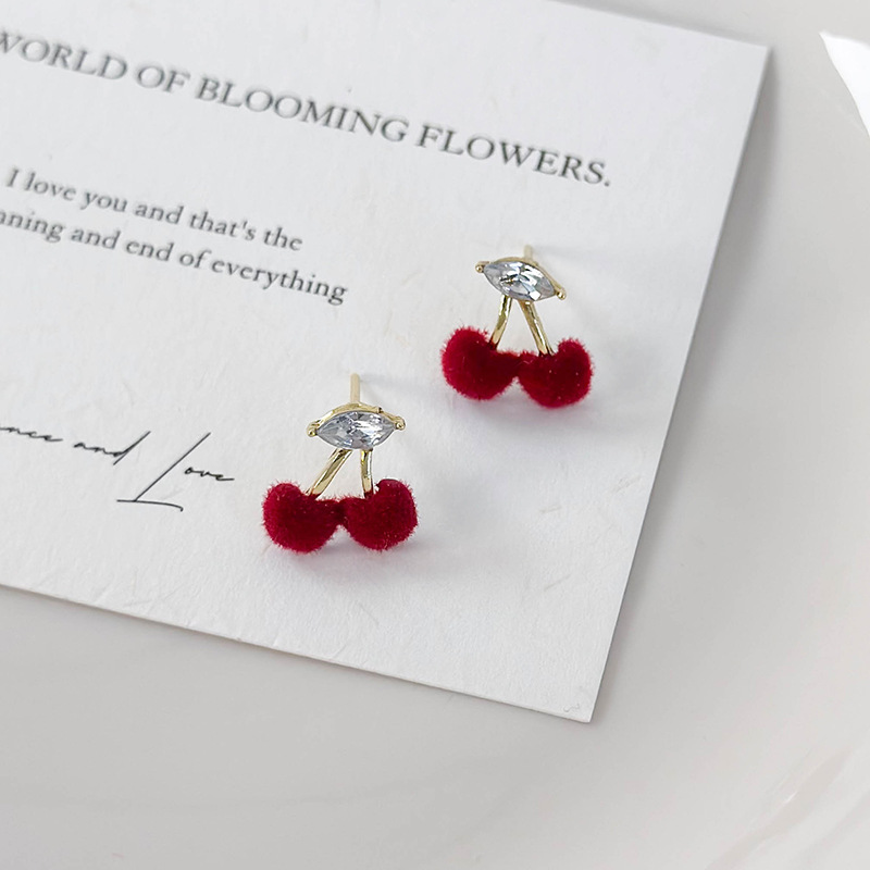 Vínové Sametové Třešňové Náušnice