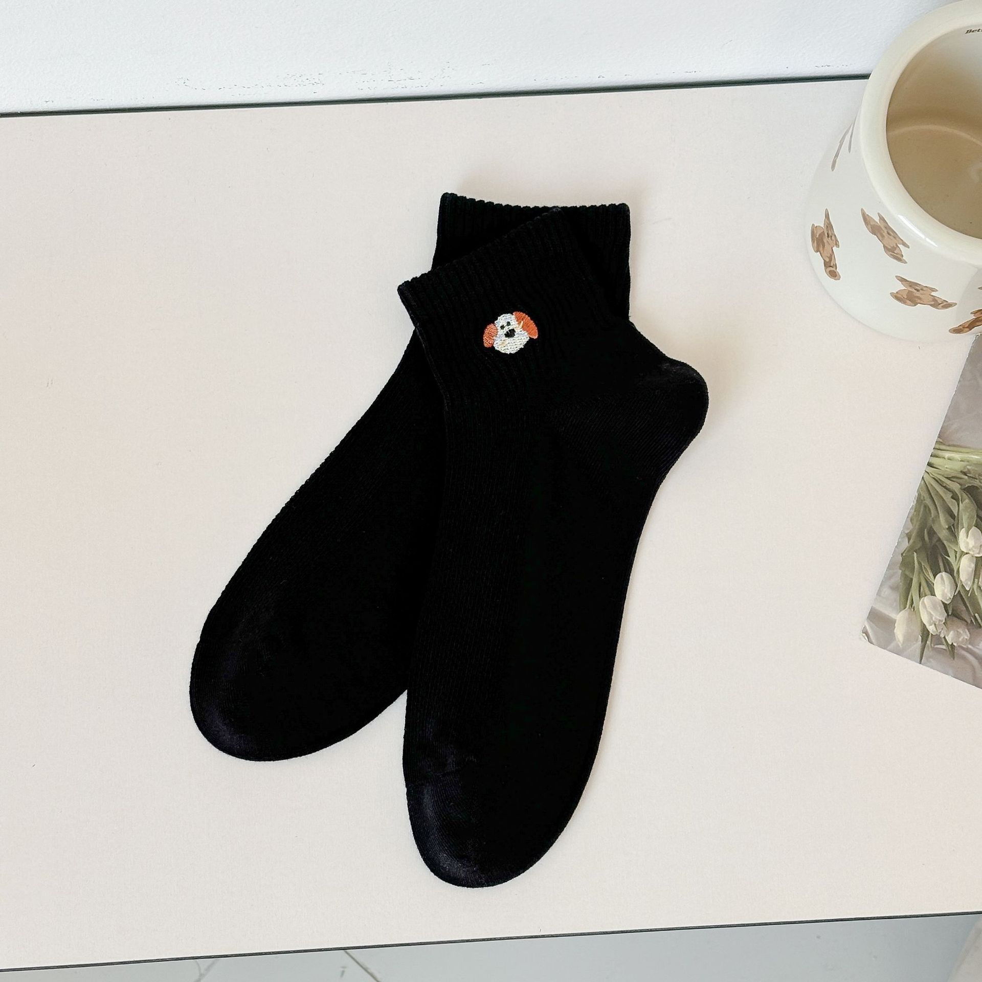 Αόρατες Κάλτσες Γυναικών με Κέντημα Σκύλου