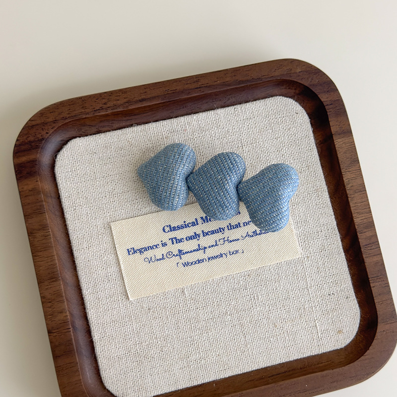 Agraf de Păr cu Inimă Denim Albastru