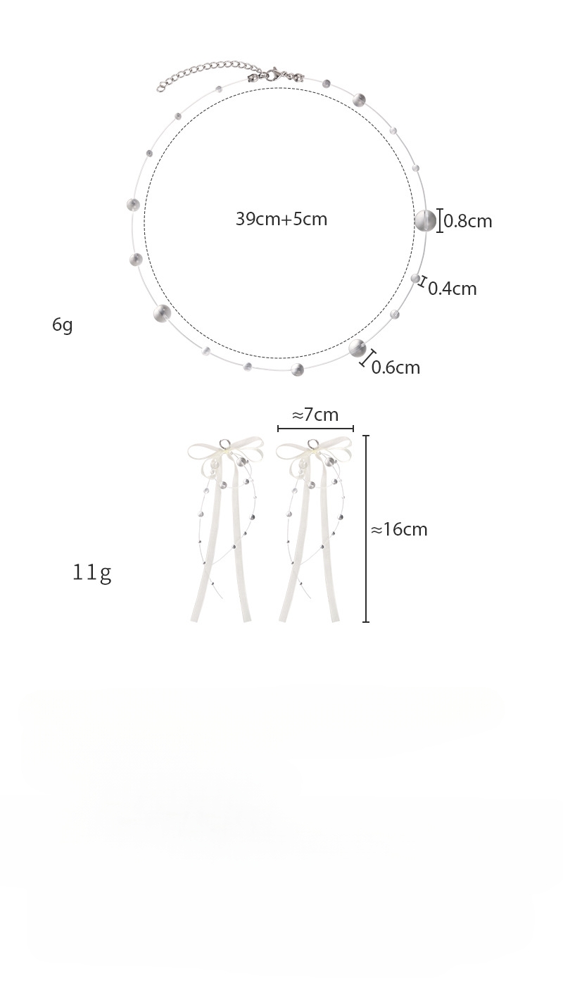 발레 스타일 리본 보우 이어링 & 목걸이