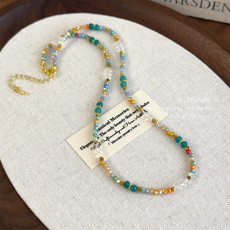 Вінтажна Ручна Робота Кольорового Кришталевого Намиста-чокер