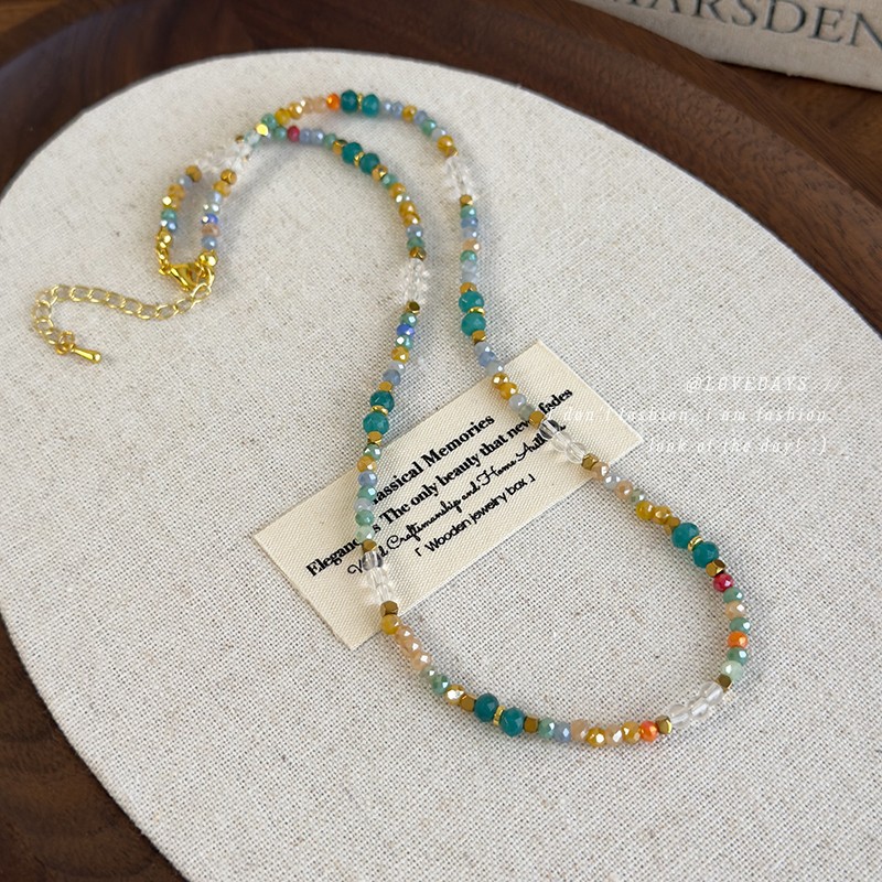 Вінтажна Ручна Робота Кольорового Кришталевого Намиста-чокер