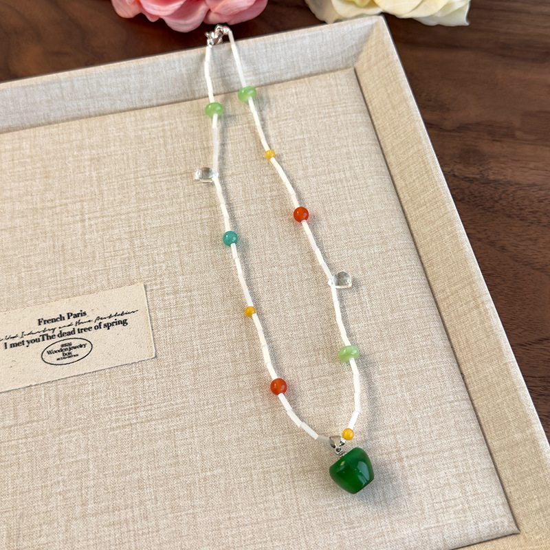 Намисто з Зеленим Яблуком Котяче Око