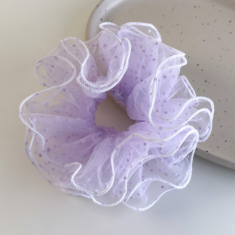 Siateczkowe Gumki do Włosów w Kropki z Falbankami