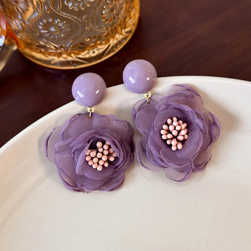 메쉬 플라워 이어링