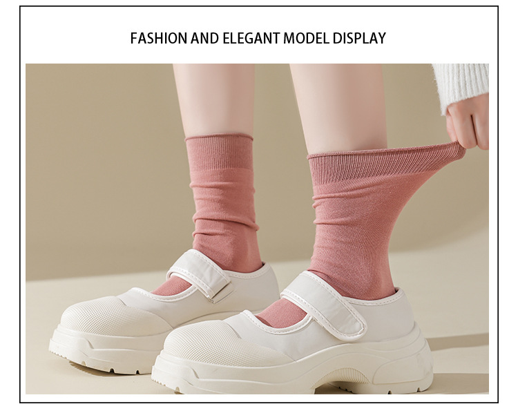 Meias Femininas Mid-Calf Anti-Pilling