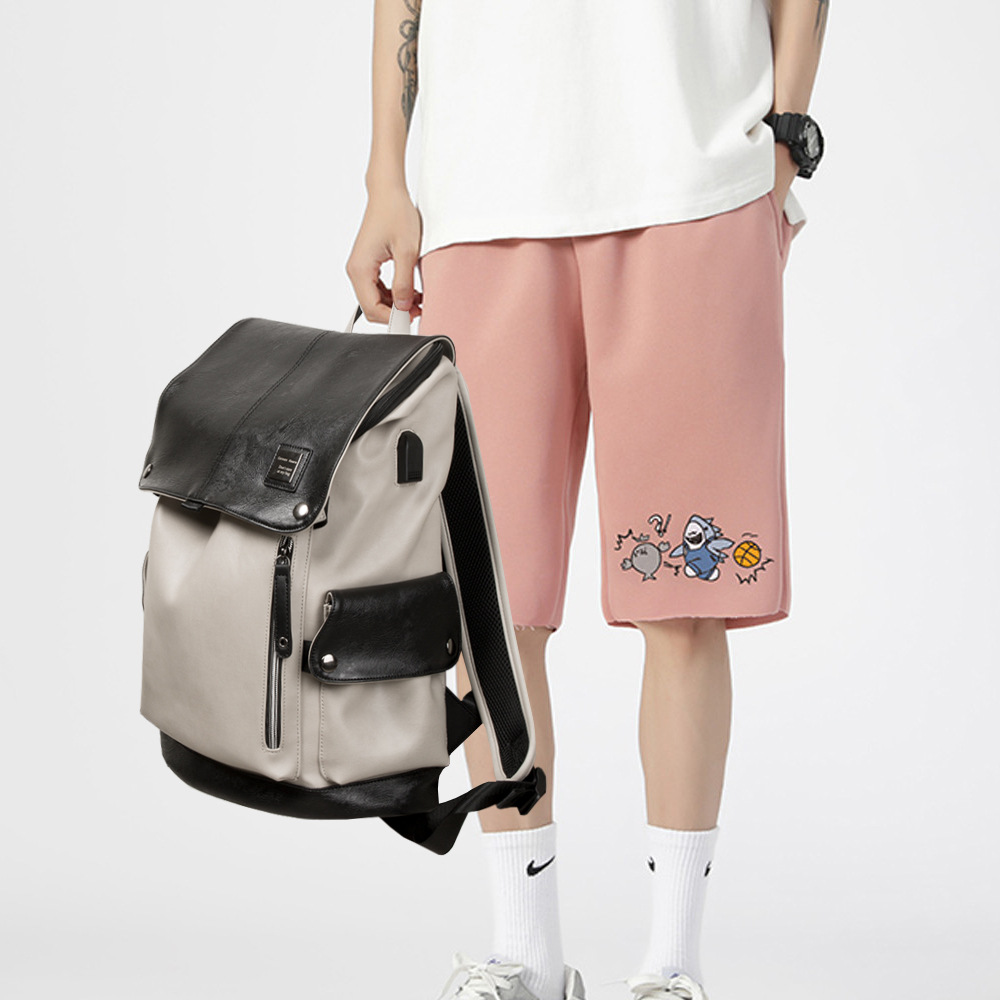 남성 PU 가죽 백팩