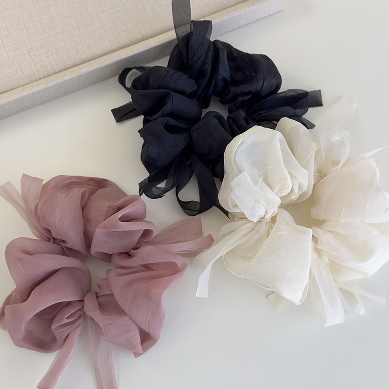 Scrunchies Flojos de Chiffon con Lazo
