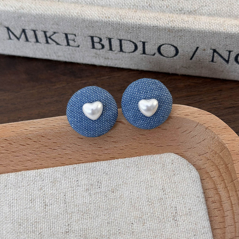 Orecchini Cuore e Tondo Blu Chiaro