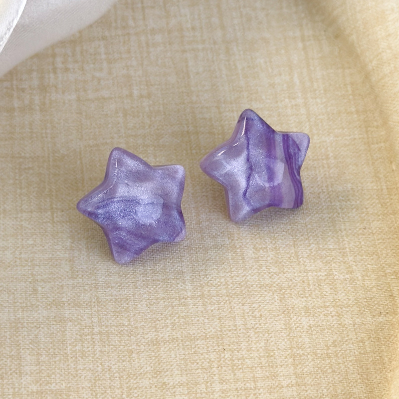 컬러풀 마블 글리터 웨이브 스타 스터드 귀걸이