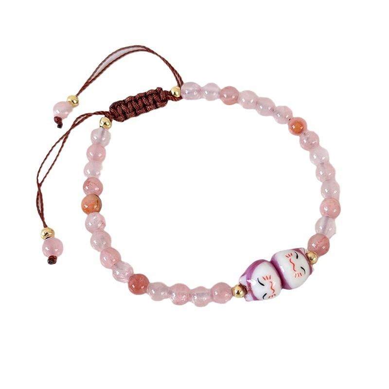 Bracelet Charme Chat en Céramique