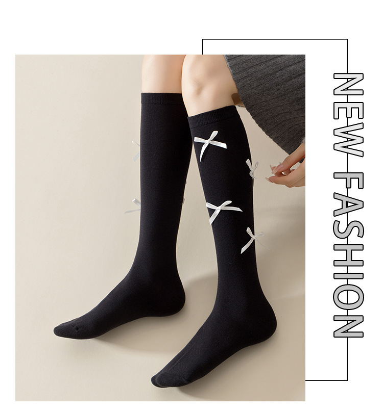 Meias de algodão com laço