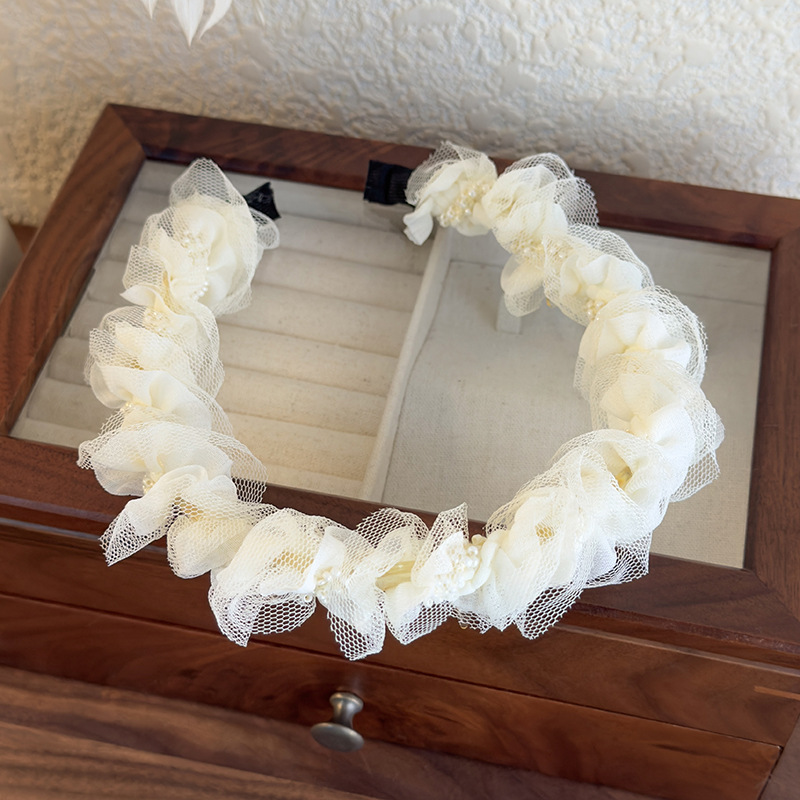 Bandă de Păr Mesh Ruffle Dantelă Mărgele