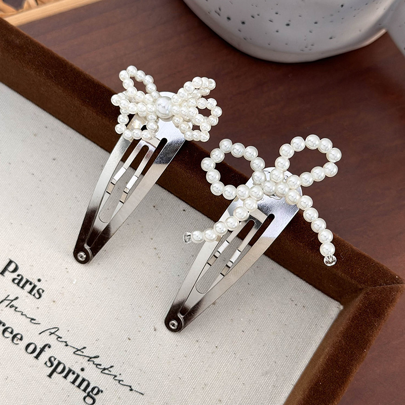 Barrette avec Nœud et Perle Imitation