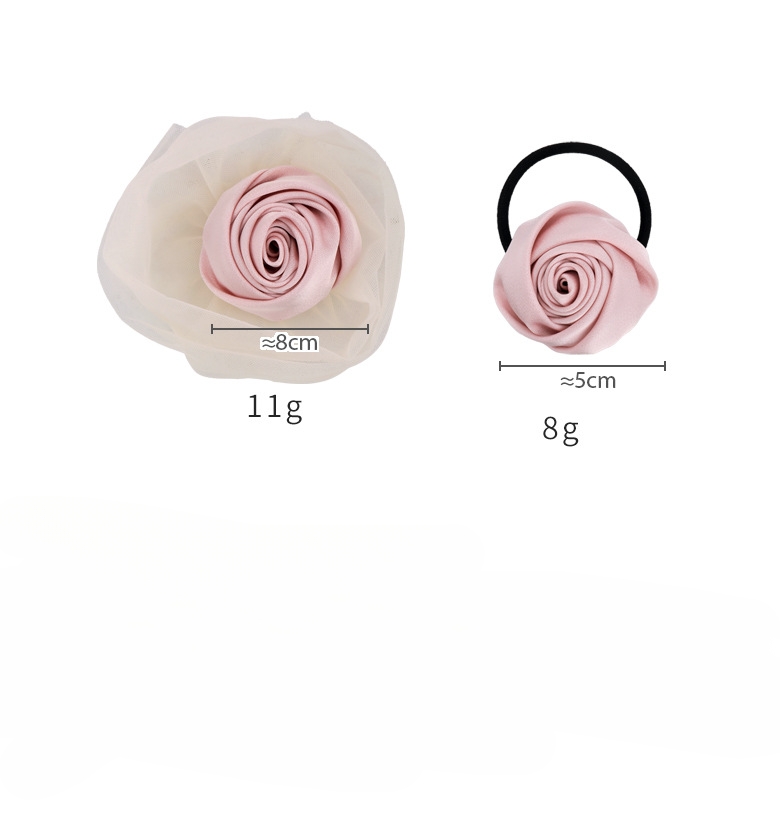 Satin-Rosen-Haarklammer- und Haargummi-Set