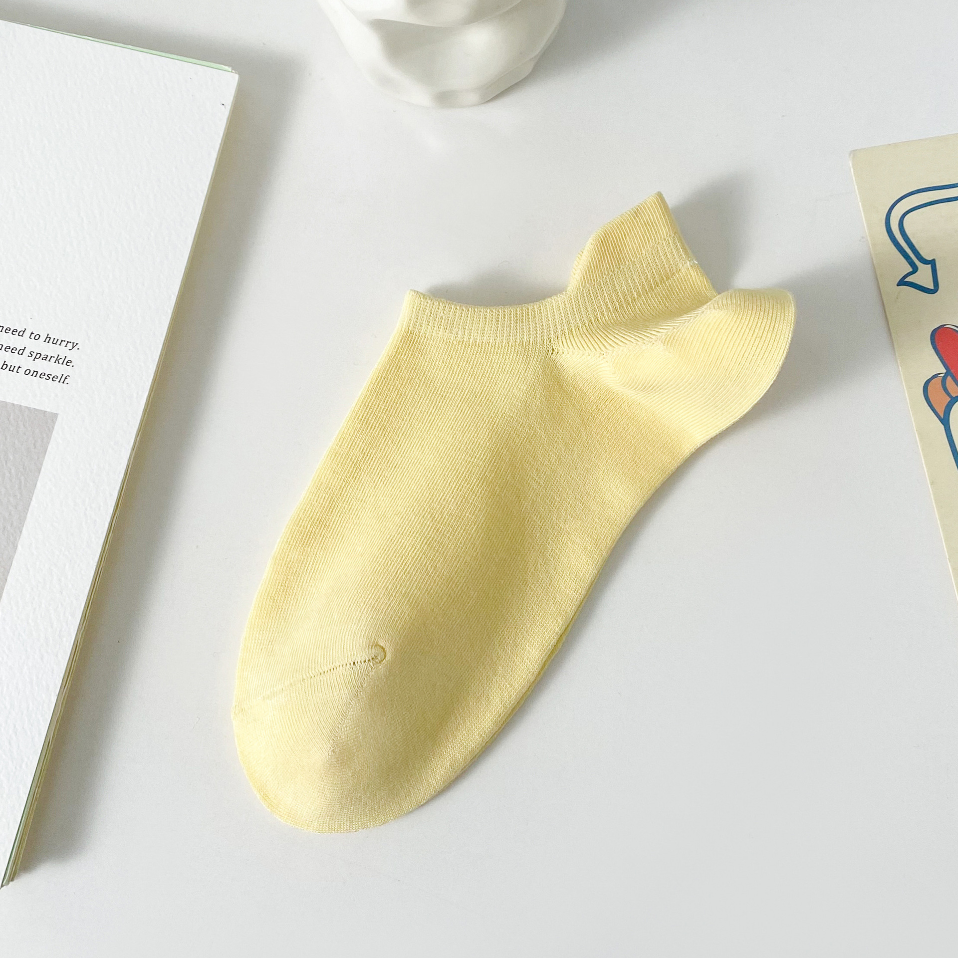 여성용 파스텔 컬러 인비저블 앵클 삭스