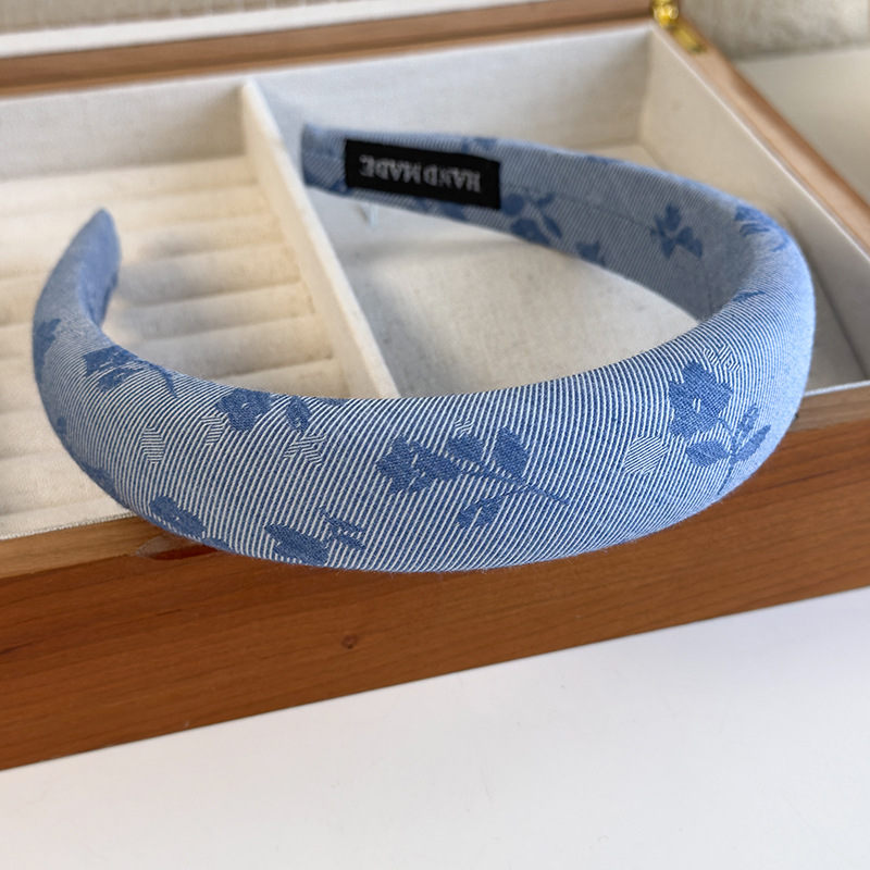 Diadema con Lazo de Cuadros Azules