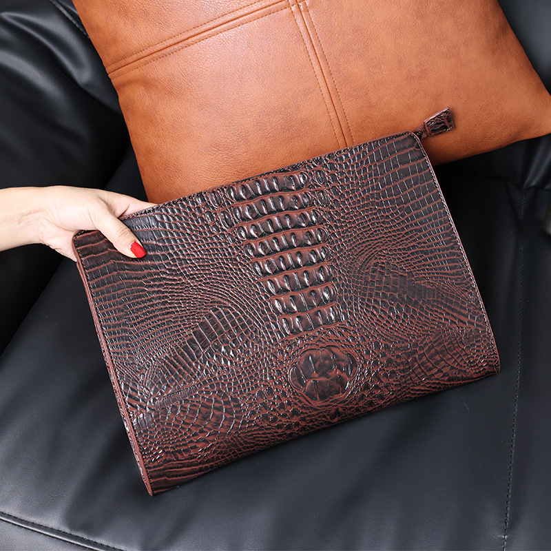 Erkek Timsah Baskılı Klips Çanta