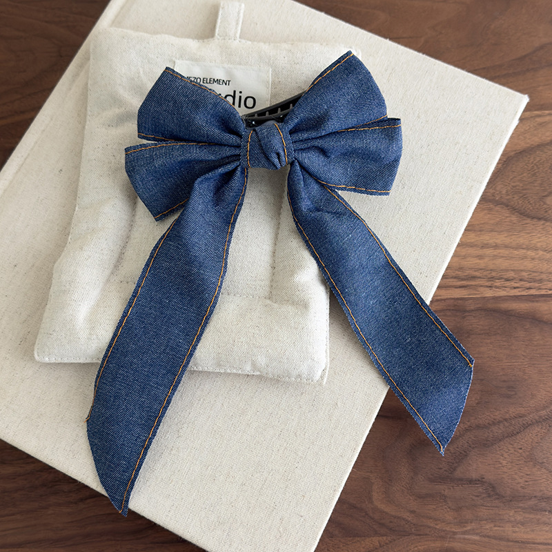 デニムボウリボンヘアクリップ