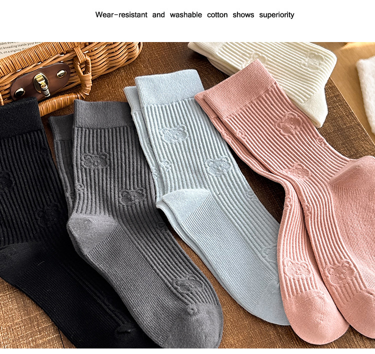 Meias de algodão até a panturrilha com padrão diamante