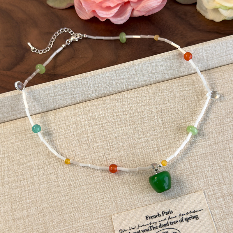 Намисто з Зеленим Яблуком Котяче Око