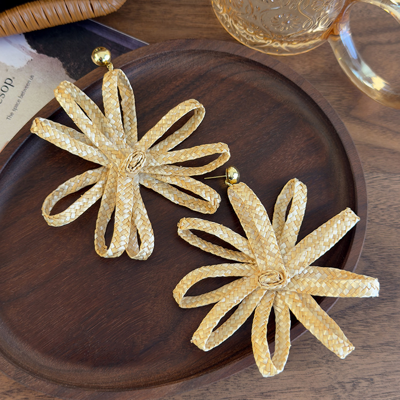 대형 플라워 위븐 귀걸이