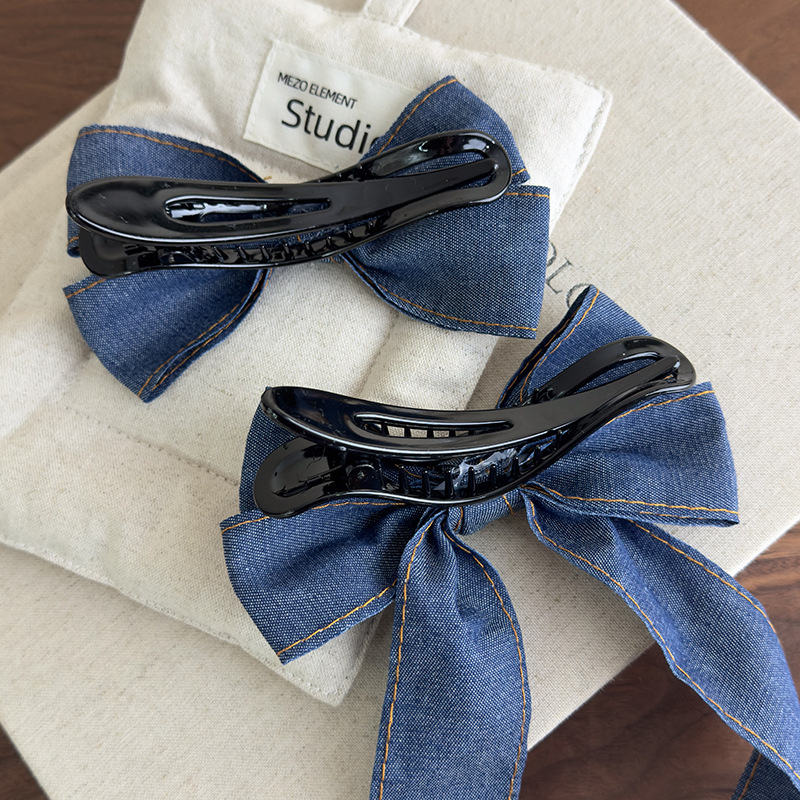 デニムボウリボンヘアクリップ