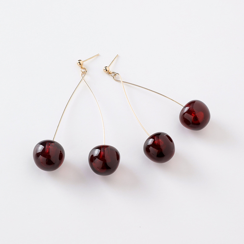 Brincos Pendentes Vintage Cereja Bordeaux