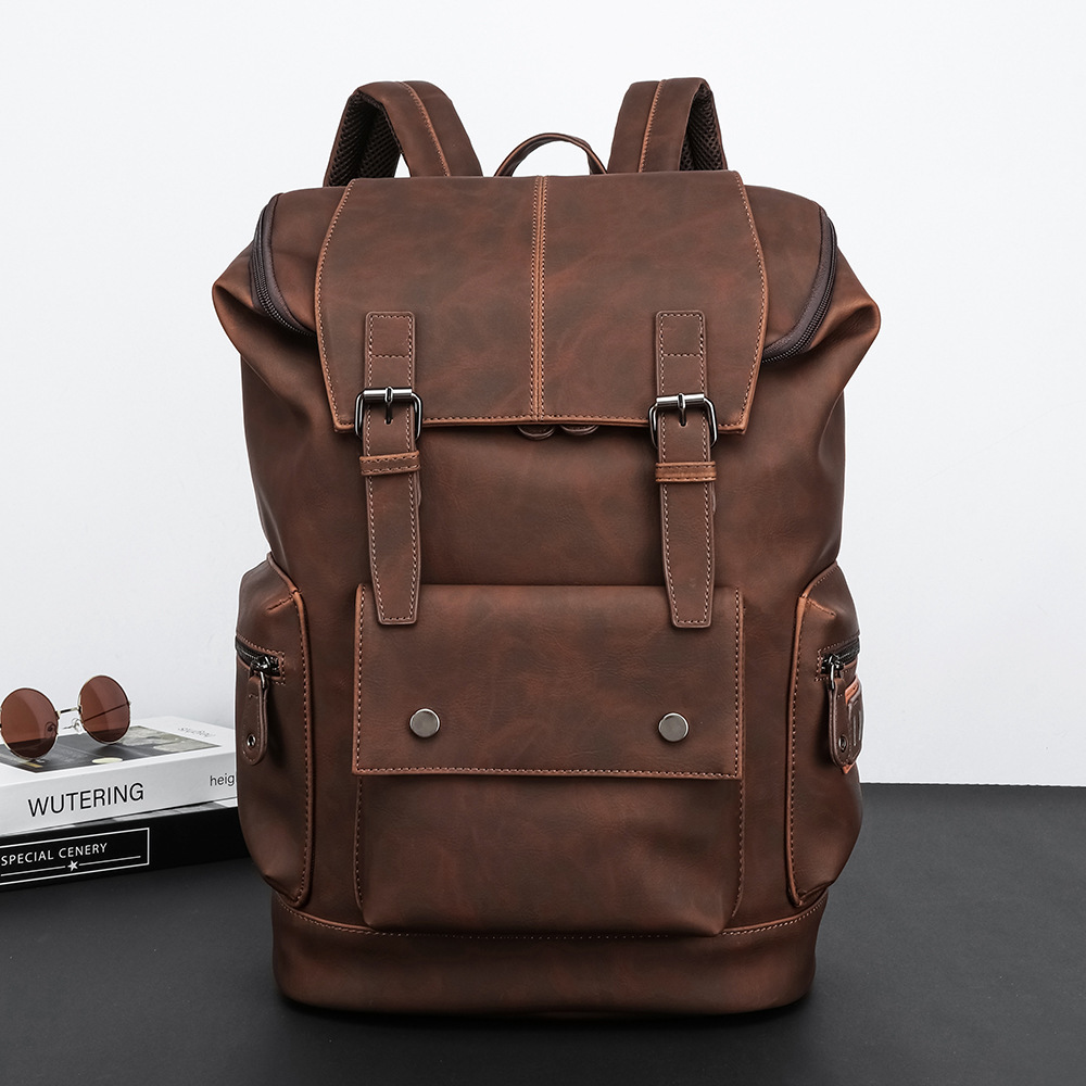 남성 비닐 PU 가죽 노트북 백팩