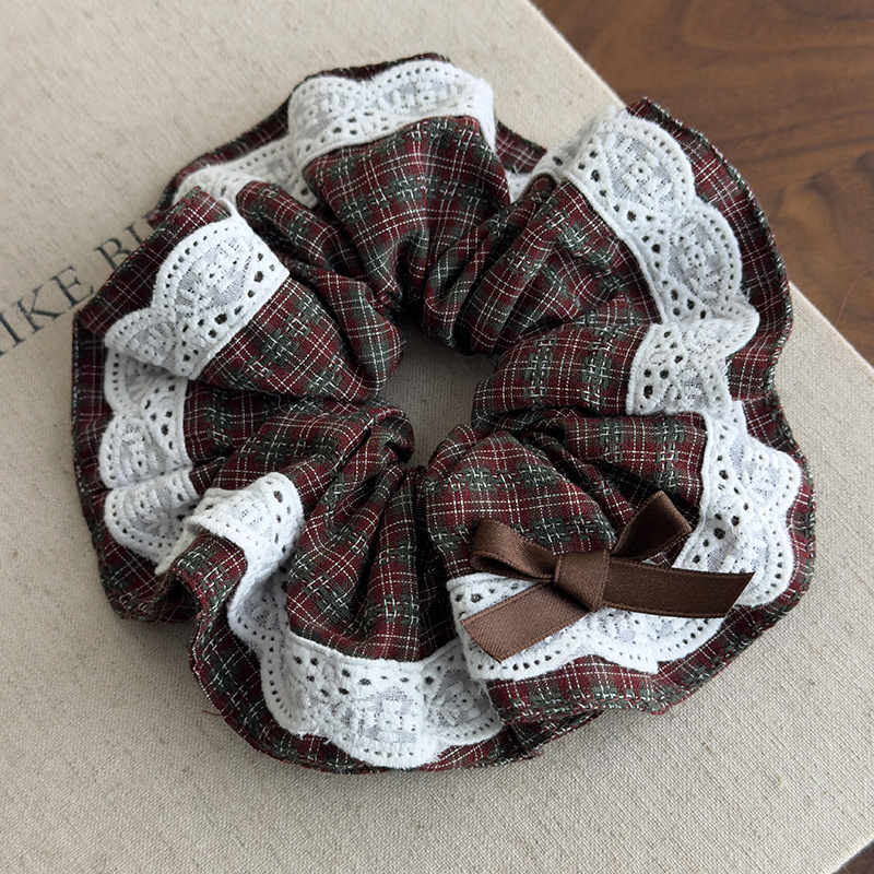 Ruitmönster Scrunchies med Spetskant