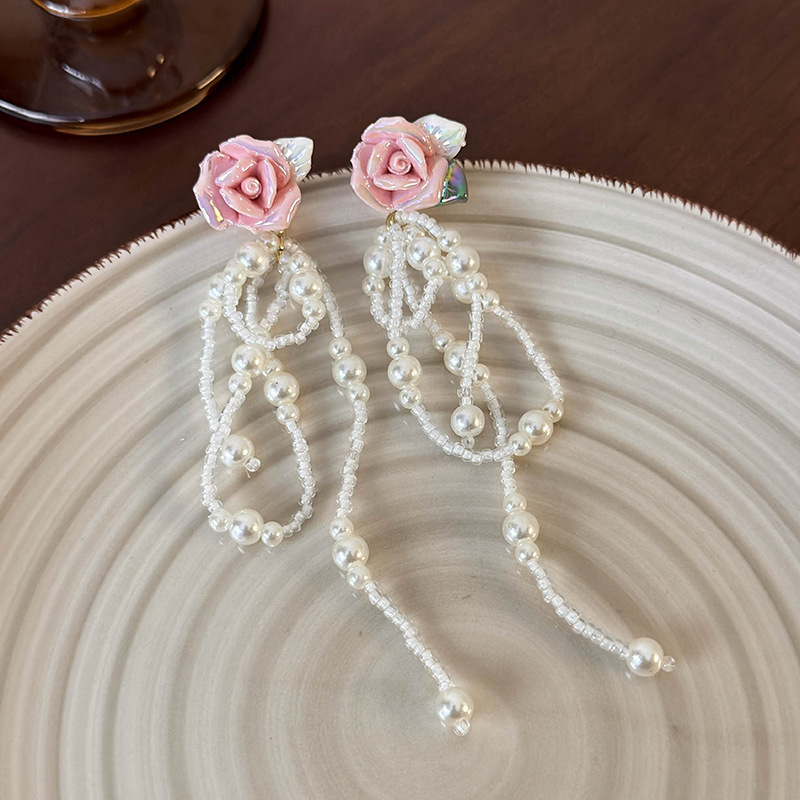 프렌치 빈티지 세라믹 플라워 이어링