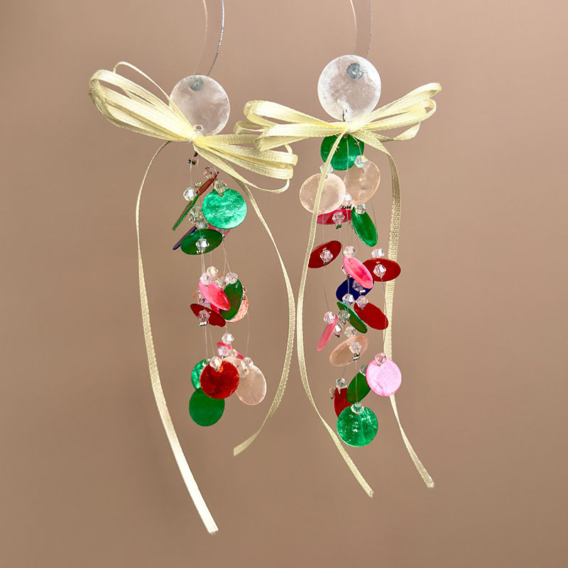 라운드 셸 보우 귀걸이