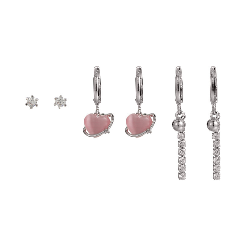 Pink Heart Earring Set