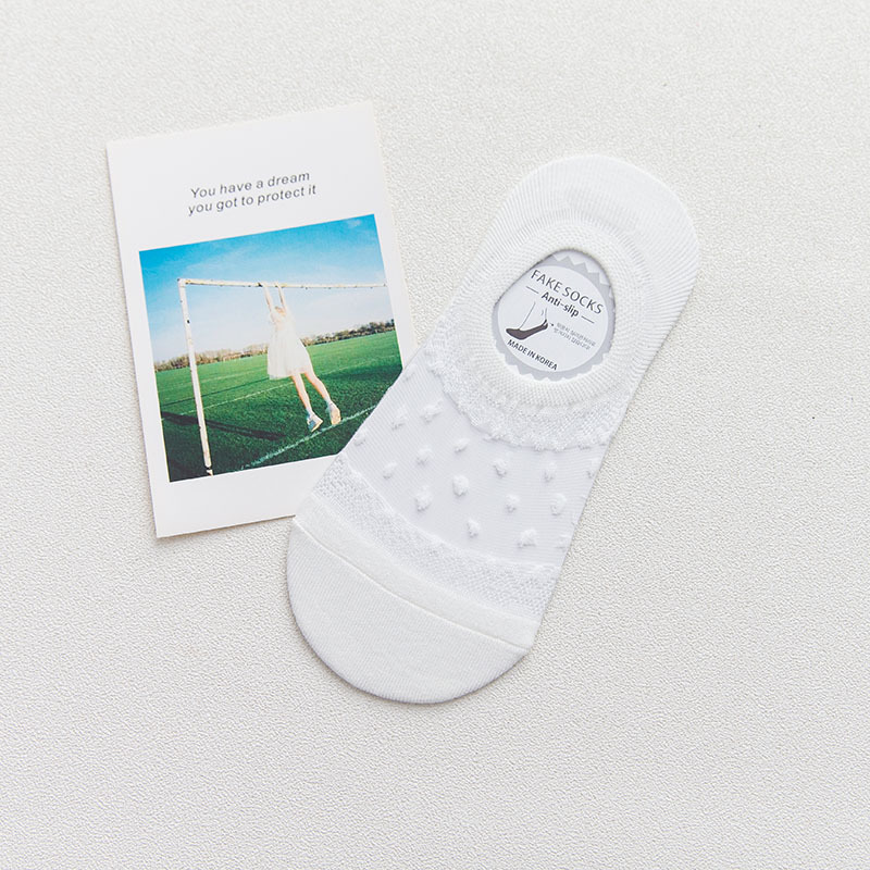 ถุงเท้าไม่โผล่ลายเมชผ้าลายลูกไม้