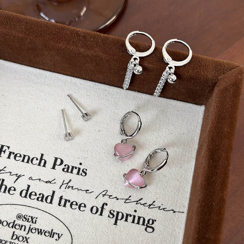 Набір Сережок Рожеве Серце 6 Штук