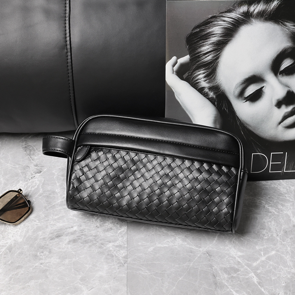 Erkek El Örgüsü PU Deri Clutch Çanta