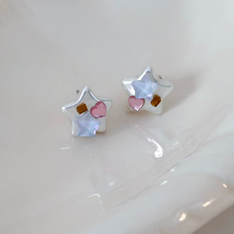 Renkli Rhinestone Kalp Yıldız Kelebek Küpe Stüdyoları