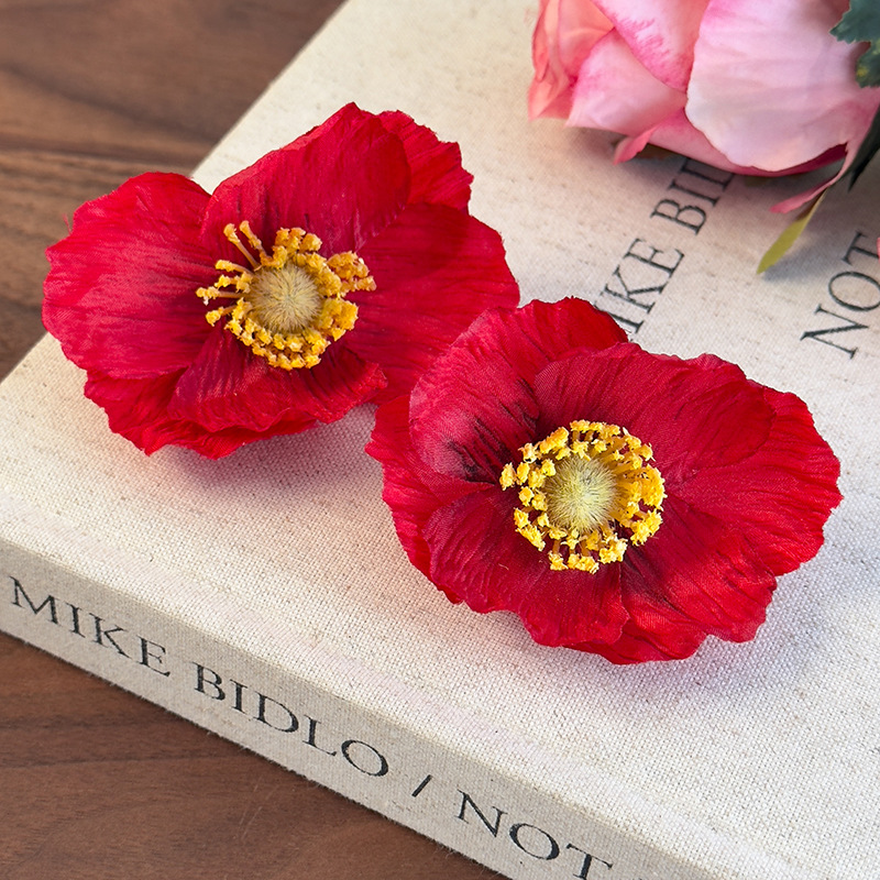 أقراط خشخاش زهور