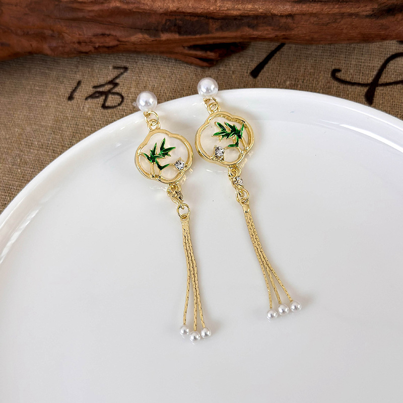 Bambu Pärl Tofflor Örhängen