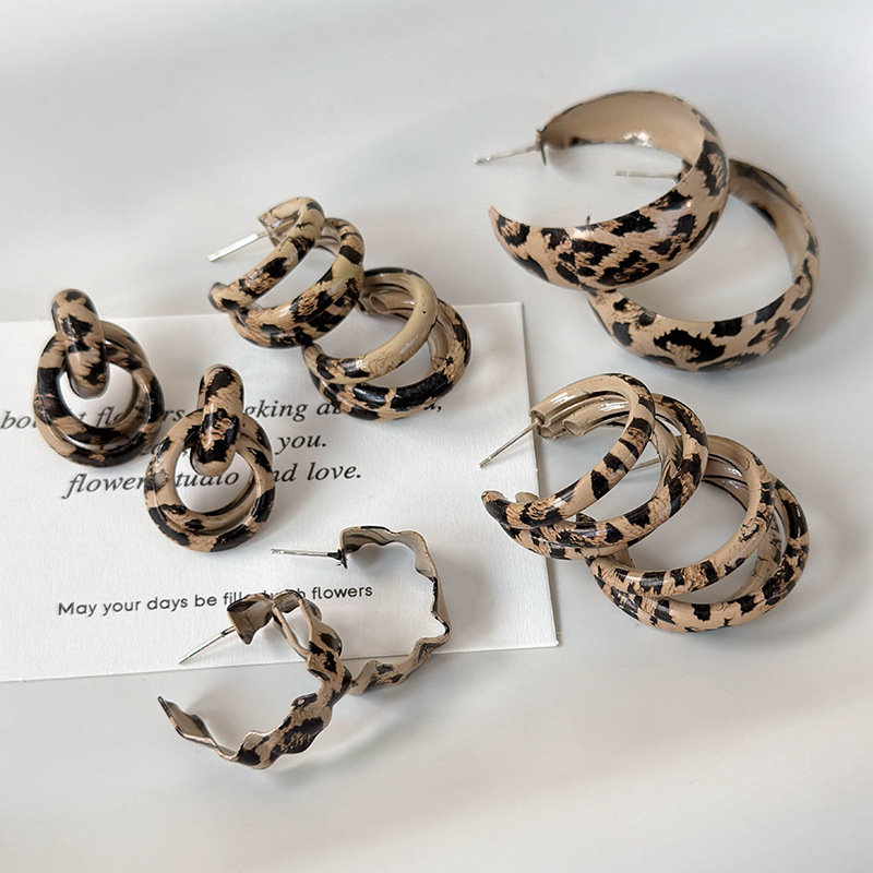 Cercei Dublu cu Print de Leopard