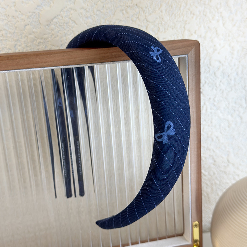 Diadema con Lazo de Cuadros Azules