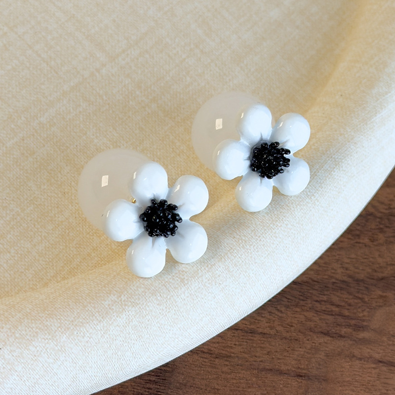 체리 블라썸 레진 플라워 펄 귀걸이