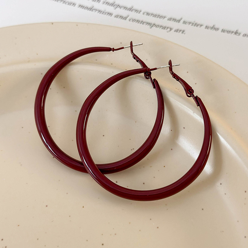 Brincos de Argola Vermelho Vintage