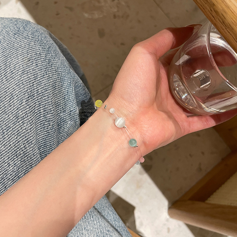 Bracciale con Pietra Occhio di Gatto e Perline