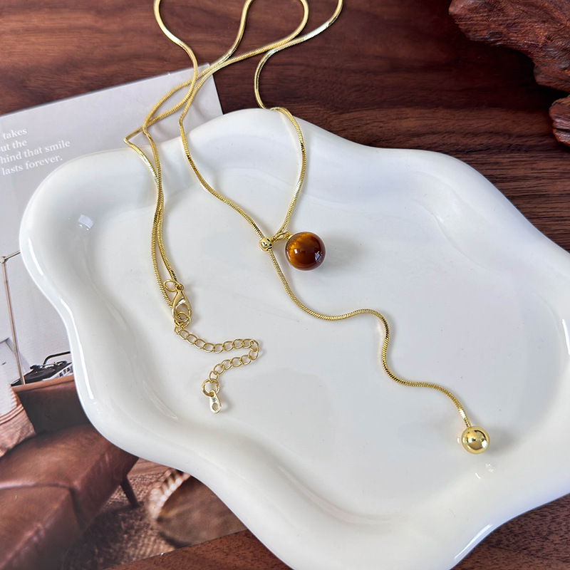 Dây chuyền dài Tiger's Eye điều chỉnh được