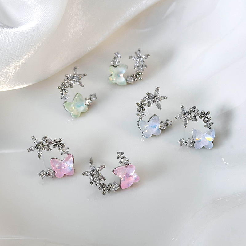 Boucles d'Oreille Papillon Florales