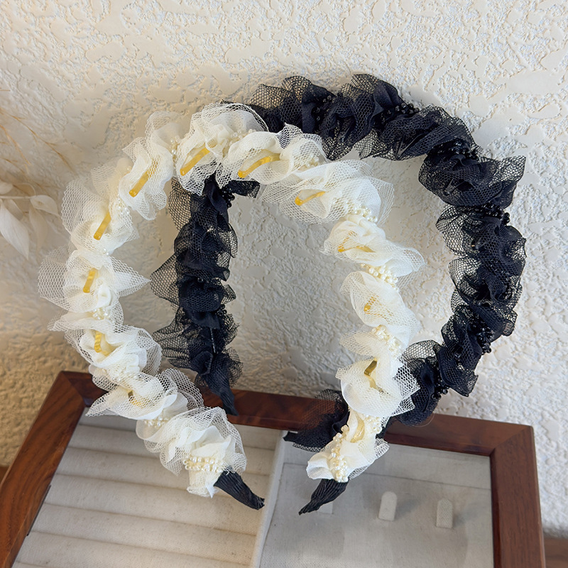 Bandă de Păr Mesh Ruffle Dantelă Mărgele